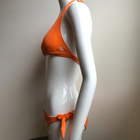 Billabong surf solid orange halter top low rise bikini set - Picture 5 of 8
